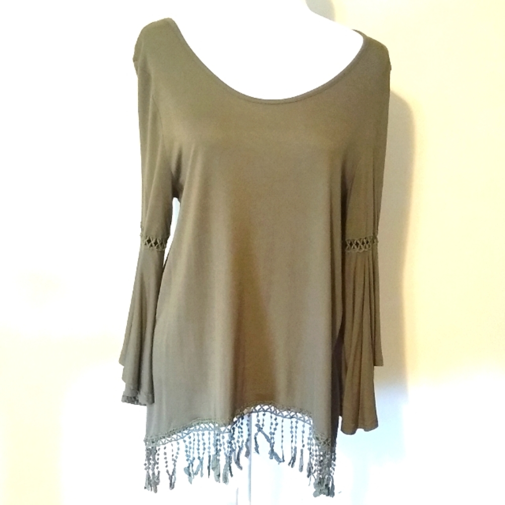 Stem & Vine embroidered fringe tunic